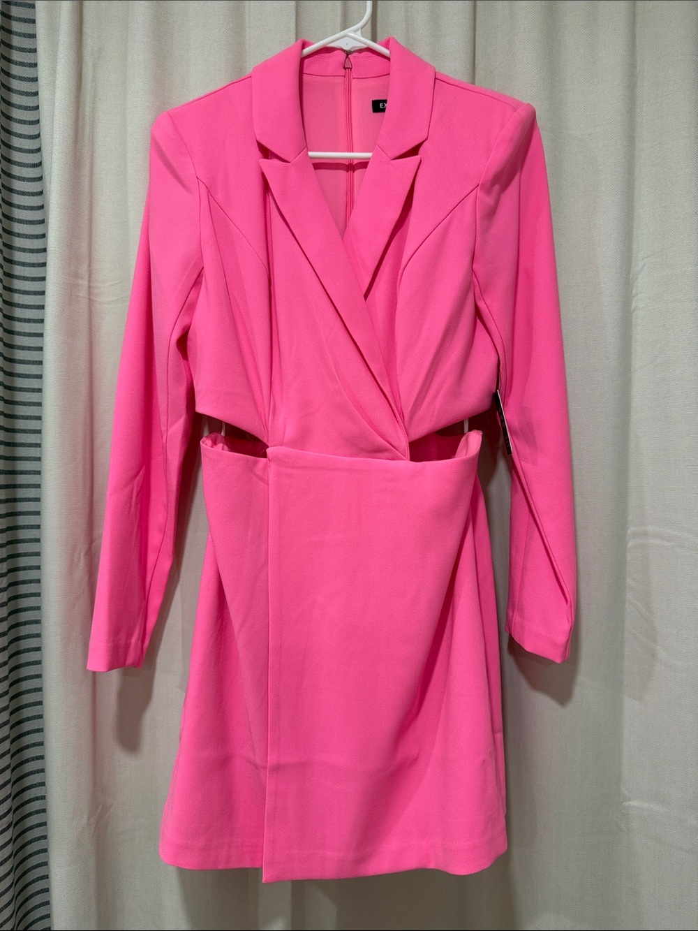 Express Hot Pink Long Sleeve Wrap Dress